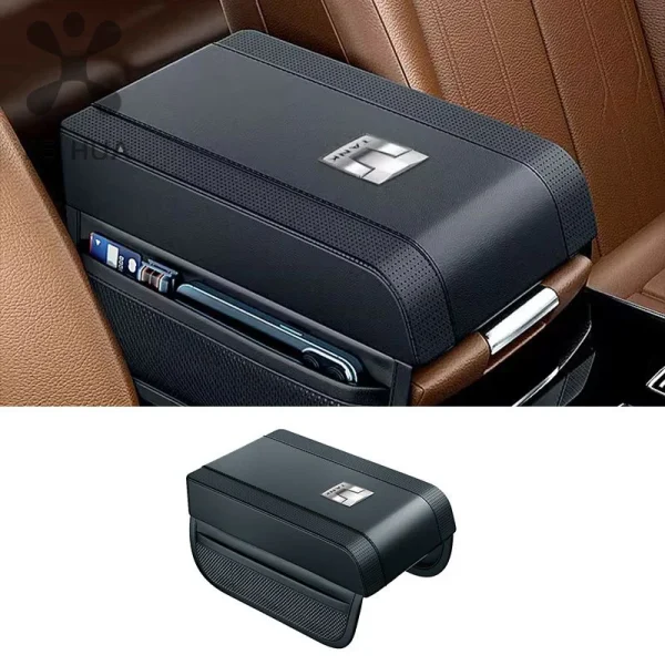 Leather Console Cover Karltys Center Console Cover For BMW X5 X6 X7 - Leather Armrest Protector With Storage Pockets Center Console Organizer